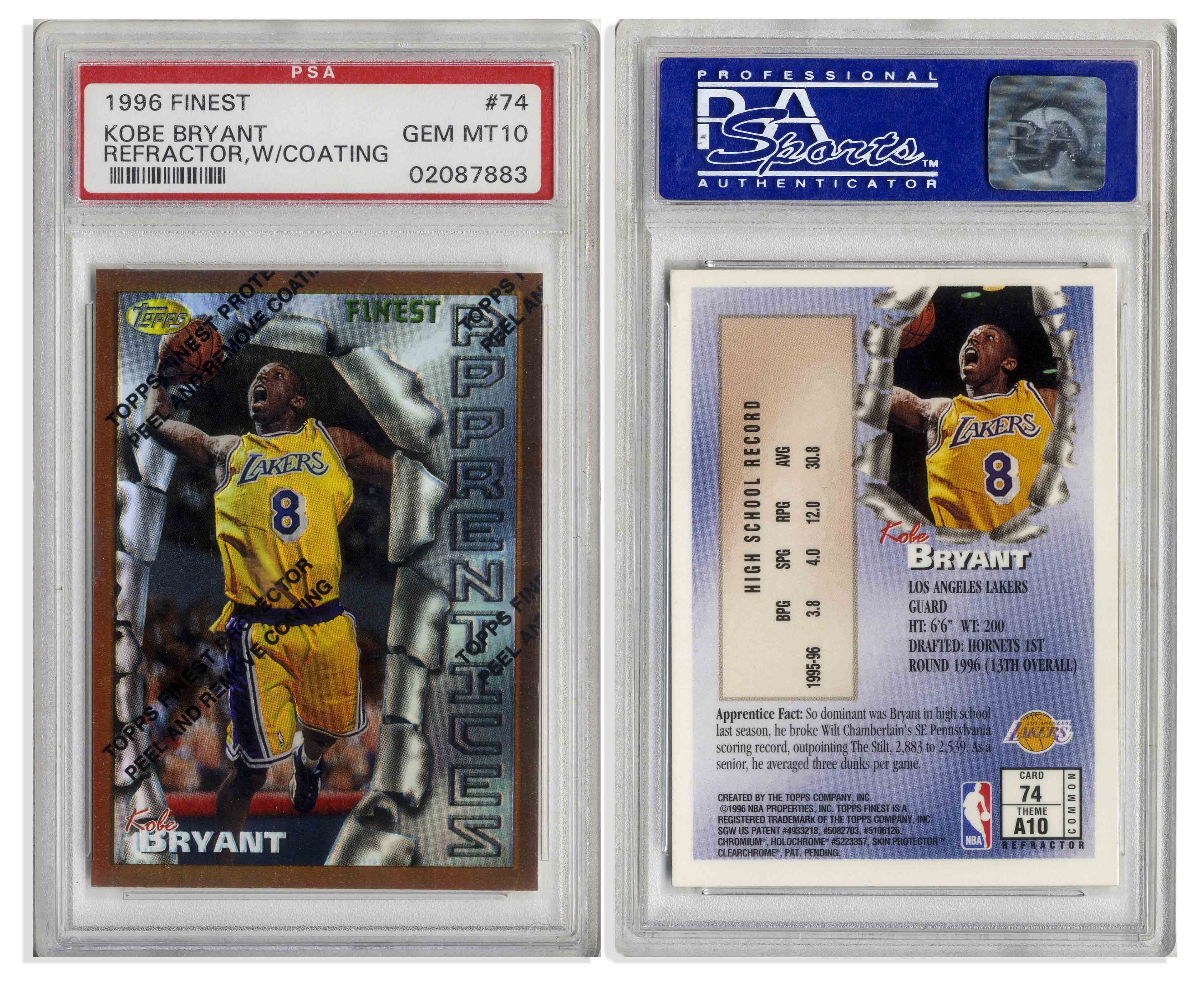 Lot Detail - Kobe Bryant 1996-97 Topps Finest Refractor With 
